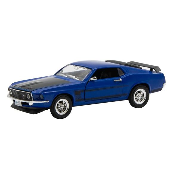 ARKO 1:32 Diecast 1969 Ford Mustang Boss 302 Fastback Hardtop in Blue and Black - Picture 2 of 9